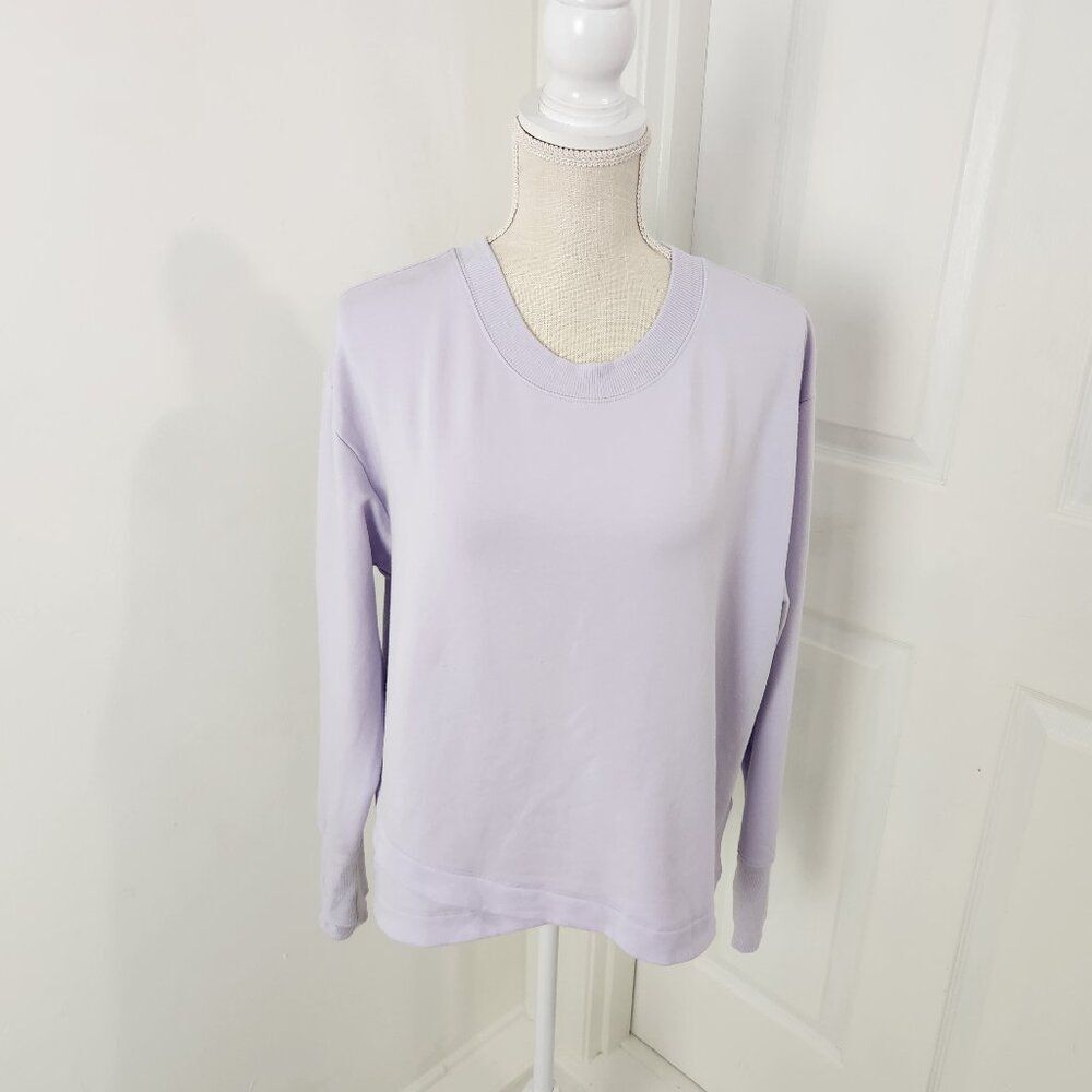 Athleta Sweatshirt Womens L Oxalis Violet Solitude Tulip Hem Brushed Nirvana